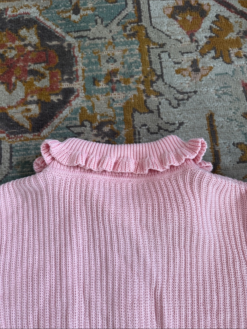 GAP Pink Ruffle-Collar Button Front Cardigan - Picture 5 of 6